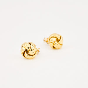 vintage gold diamond cut love knot stud earrings