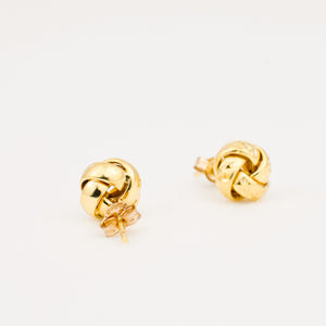vintage gold diamond cut love knot stud earrings