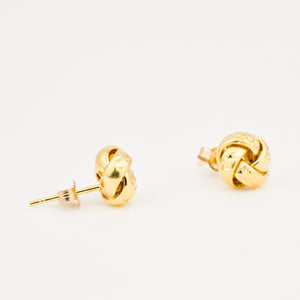 vintage gold diamond cut love knot stud earrings