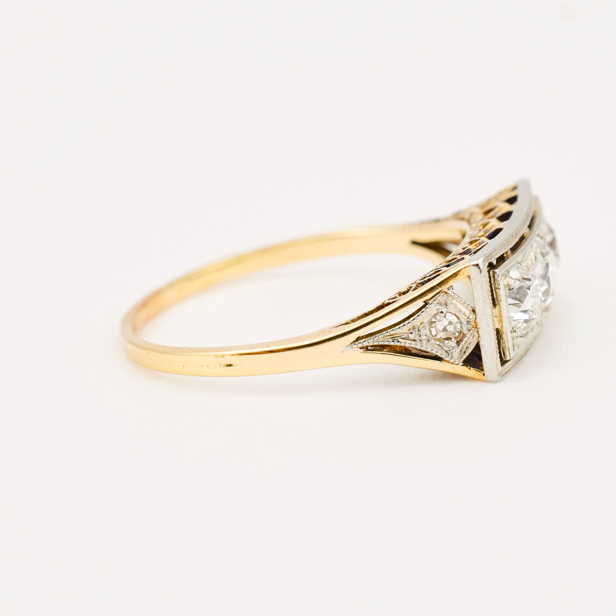 antique art deco diamond trilogy ring
