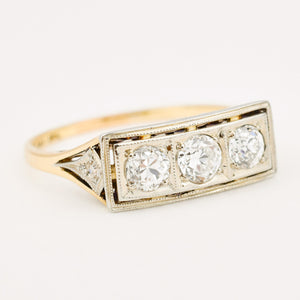antique art deco diamond trilogy ring