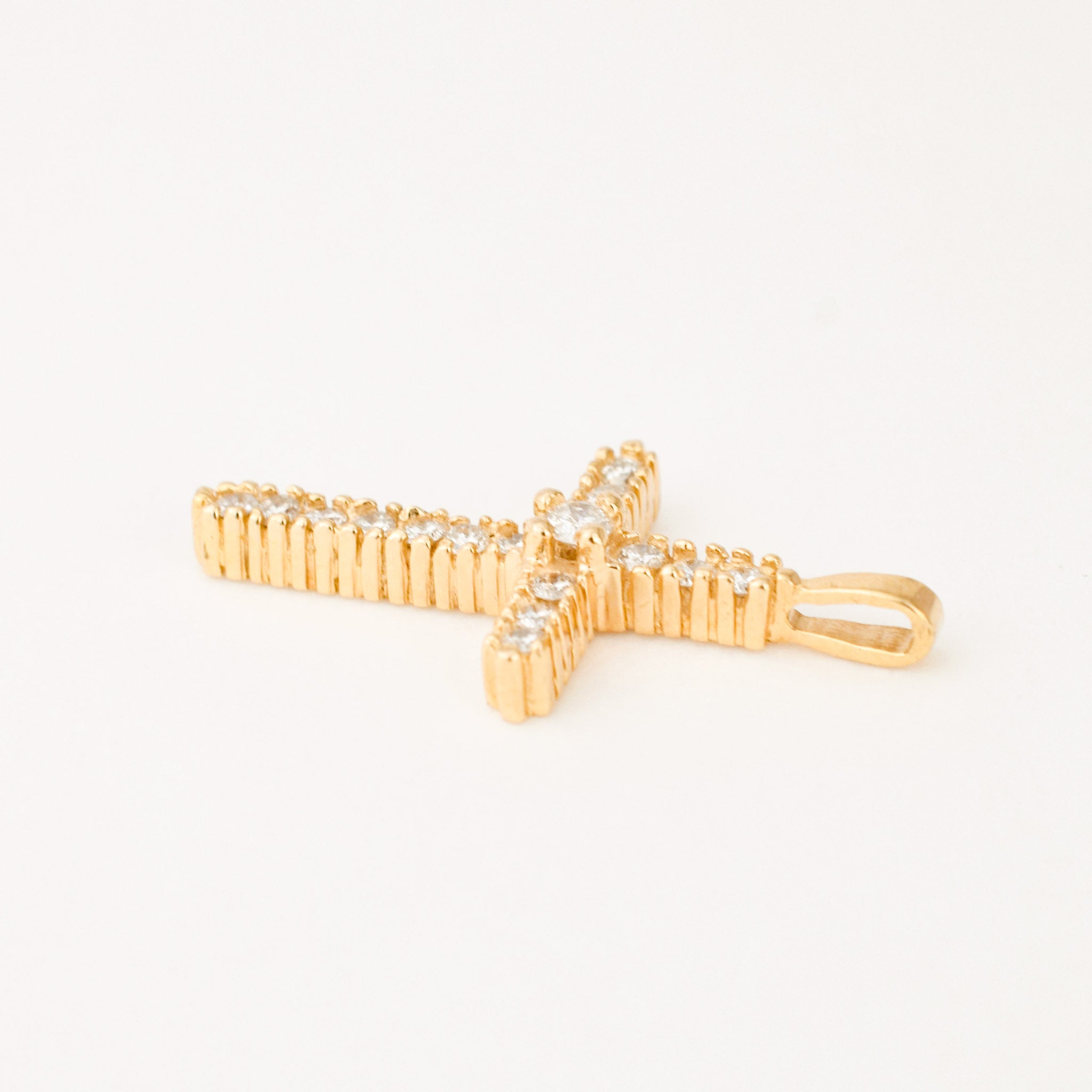 vintage gold diamond cross pendant 