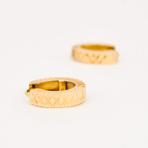 diamond cut gold huggie hoop earrings