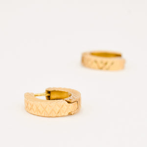 diamond cut gold huggie hoop earrings