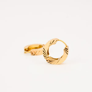 diamond cut gold huggie hoop earrings