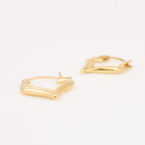 vintage 10k yellow gold heart hoop earrings