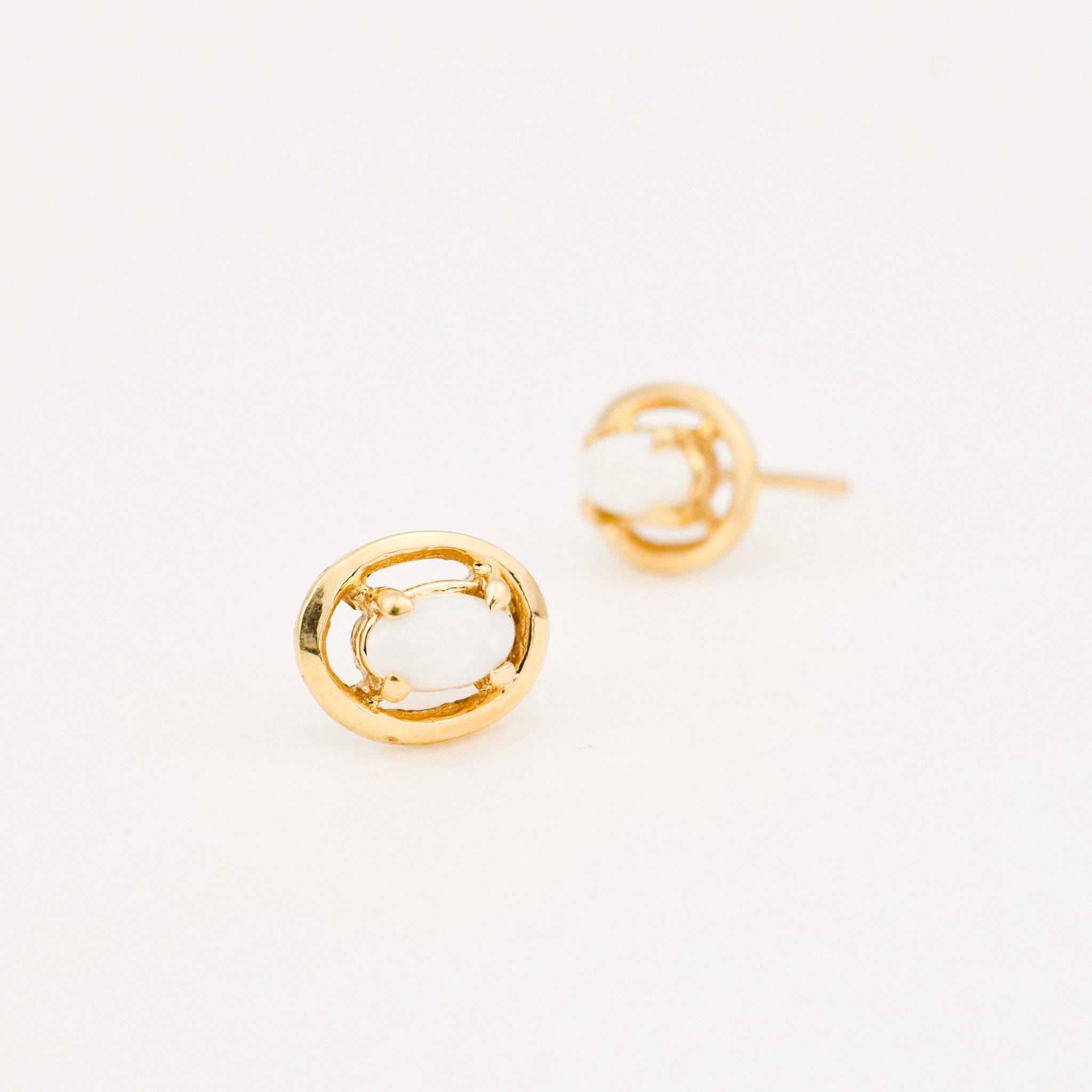 vintage gold opal stud earrings