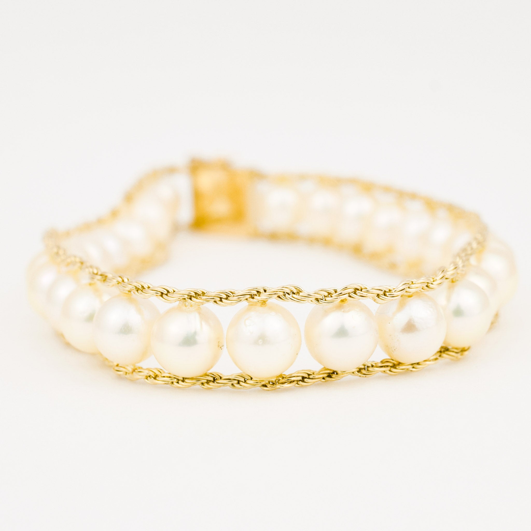 7" Antique Pearl and Rope Chain Bracelet