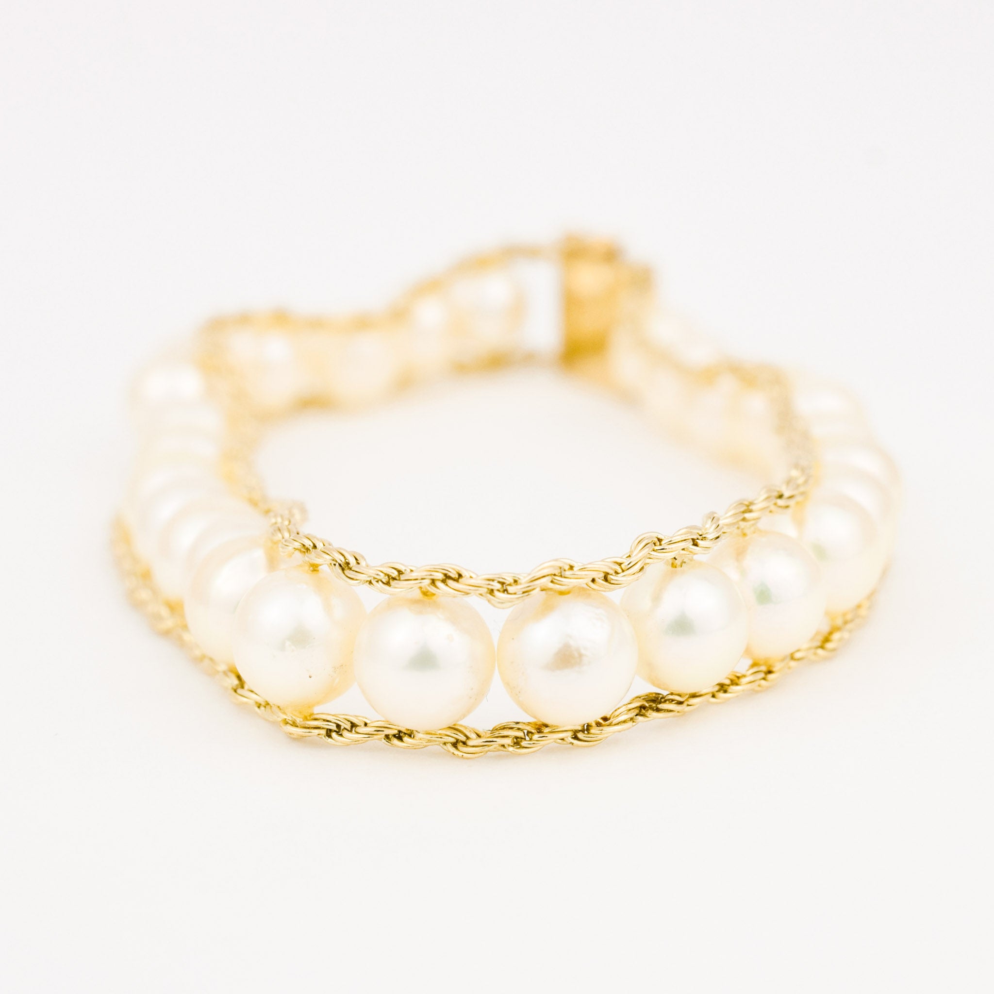 7" Antique Pearl and Rope Chain Bracelet