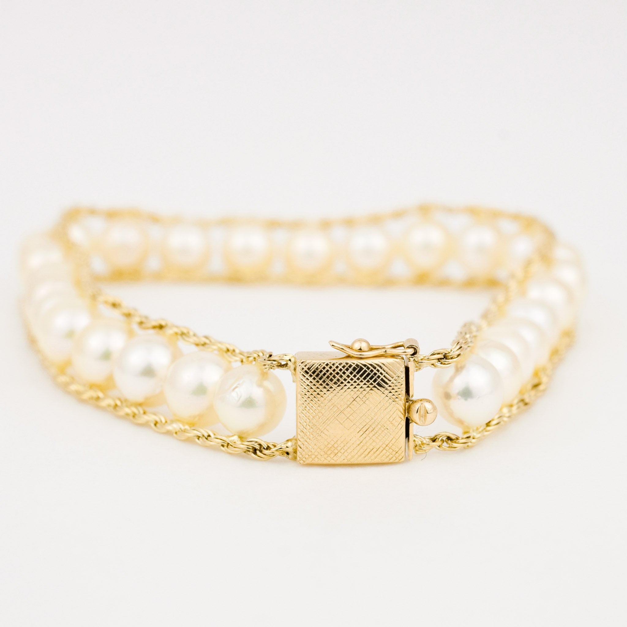 7" Antique Pearl and Rope Chain Bracelet