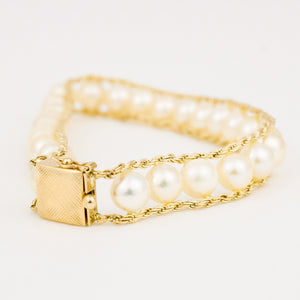 7" Antique Pearl and Rope Chain Bracelet
