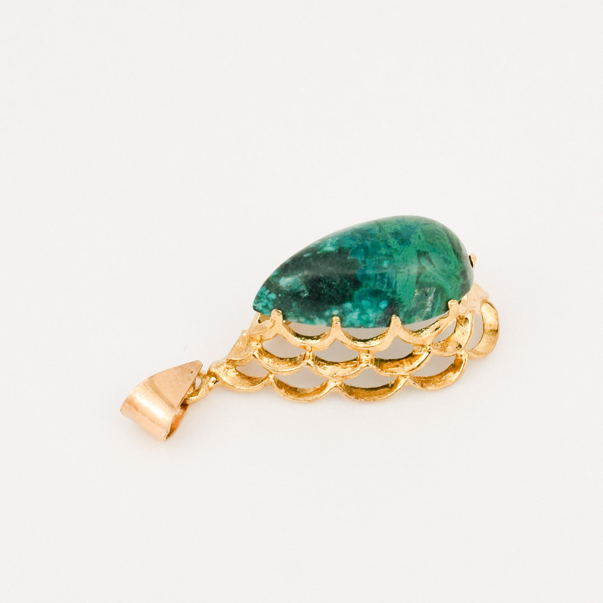 vintage gold pear malachite pendant 