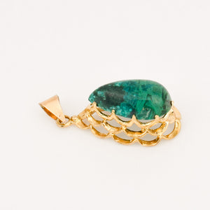 vintage gold pear malachite pendant 