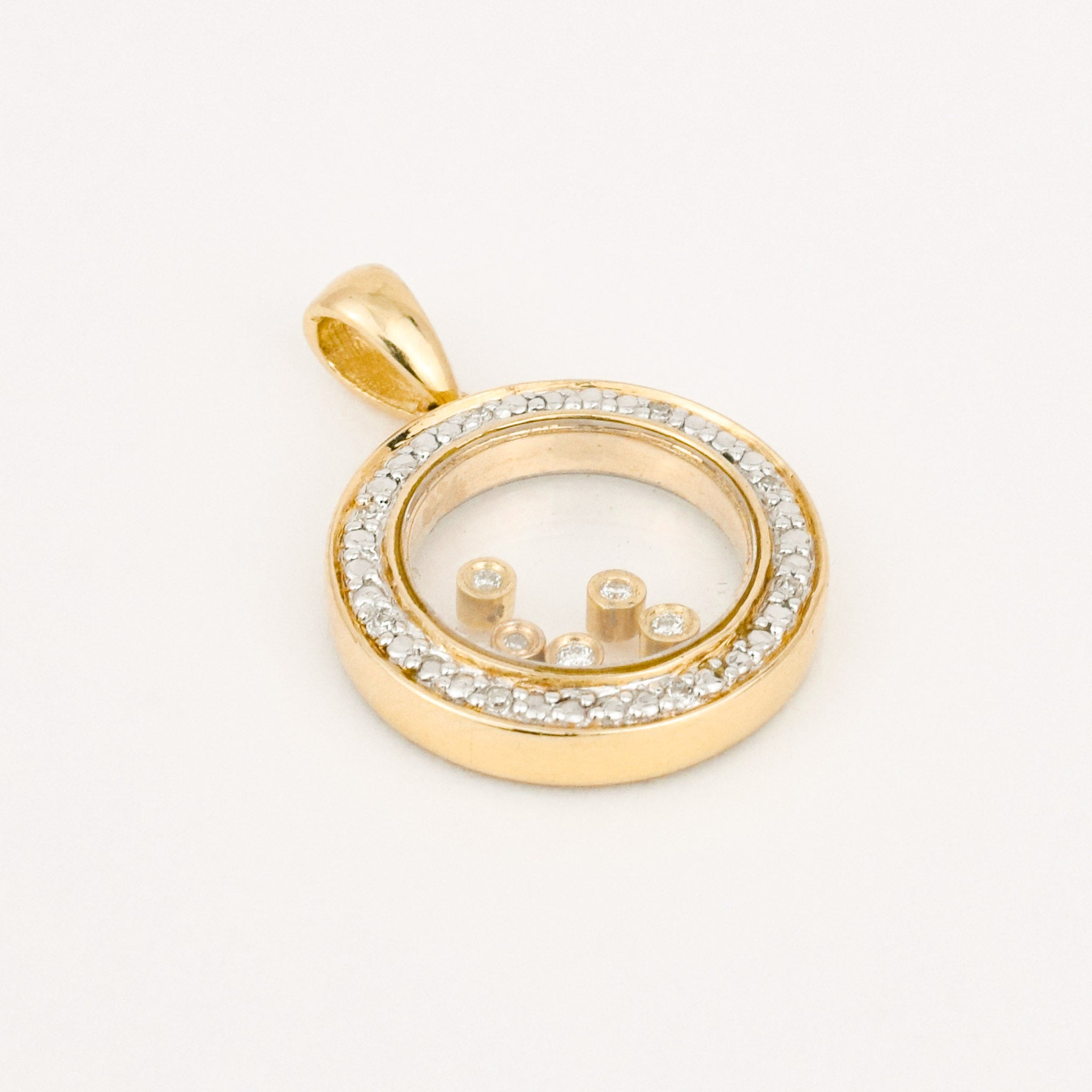 vintage gold floating diamond pendant 