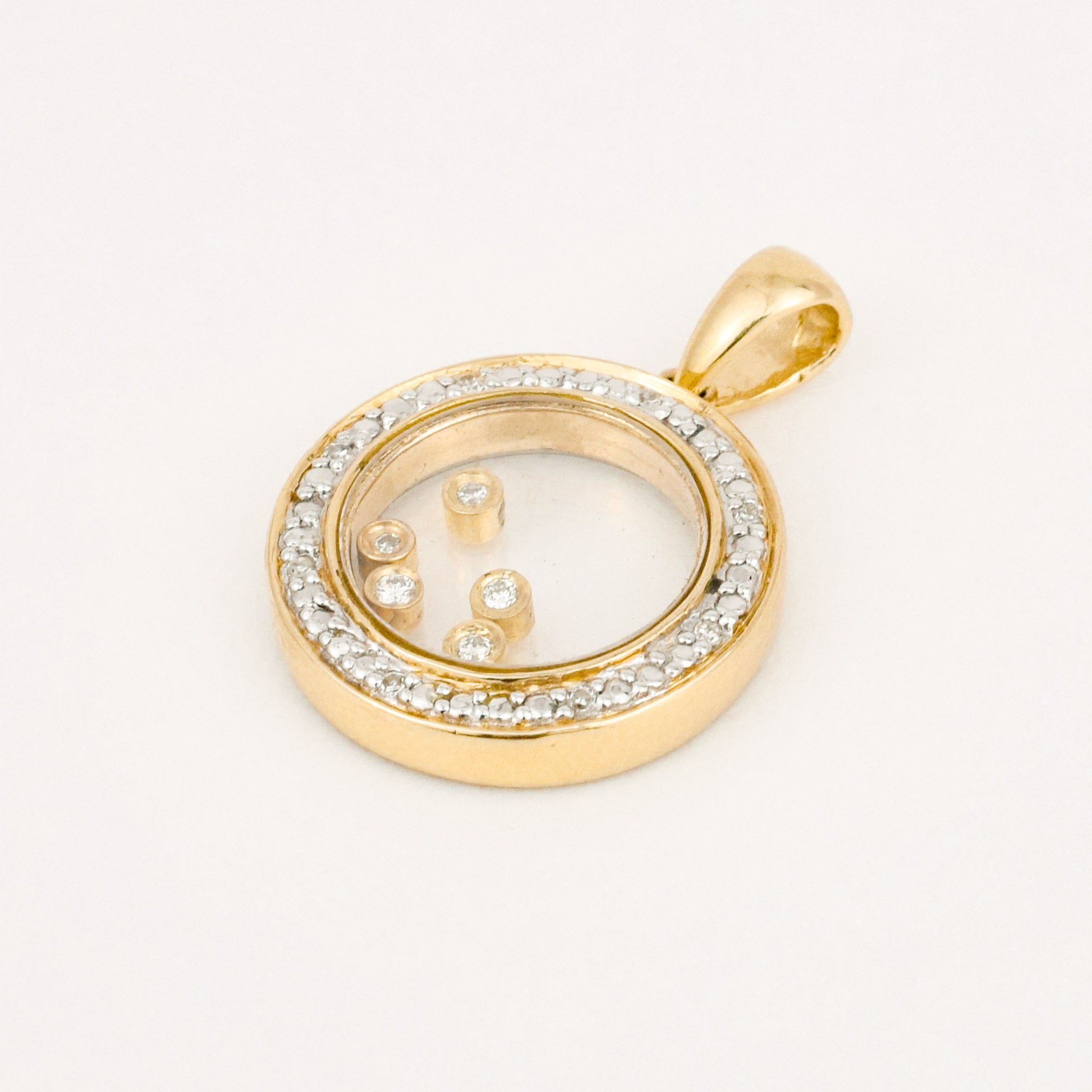 vintage gold floating diamond pendant 