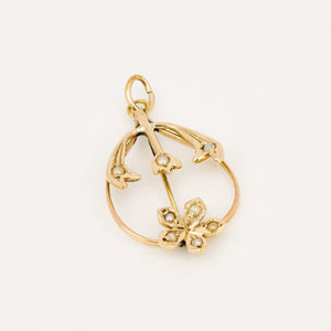 vintage gold seed pearl pendant 