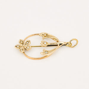 vintage gold seed pearl pendant 