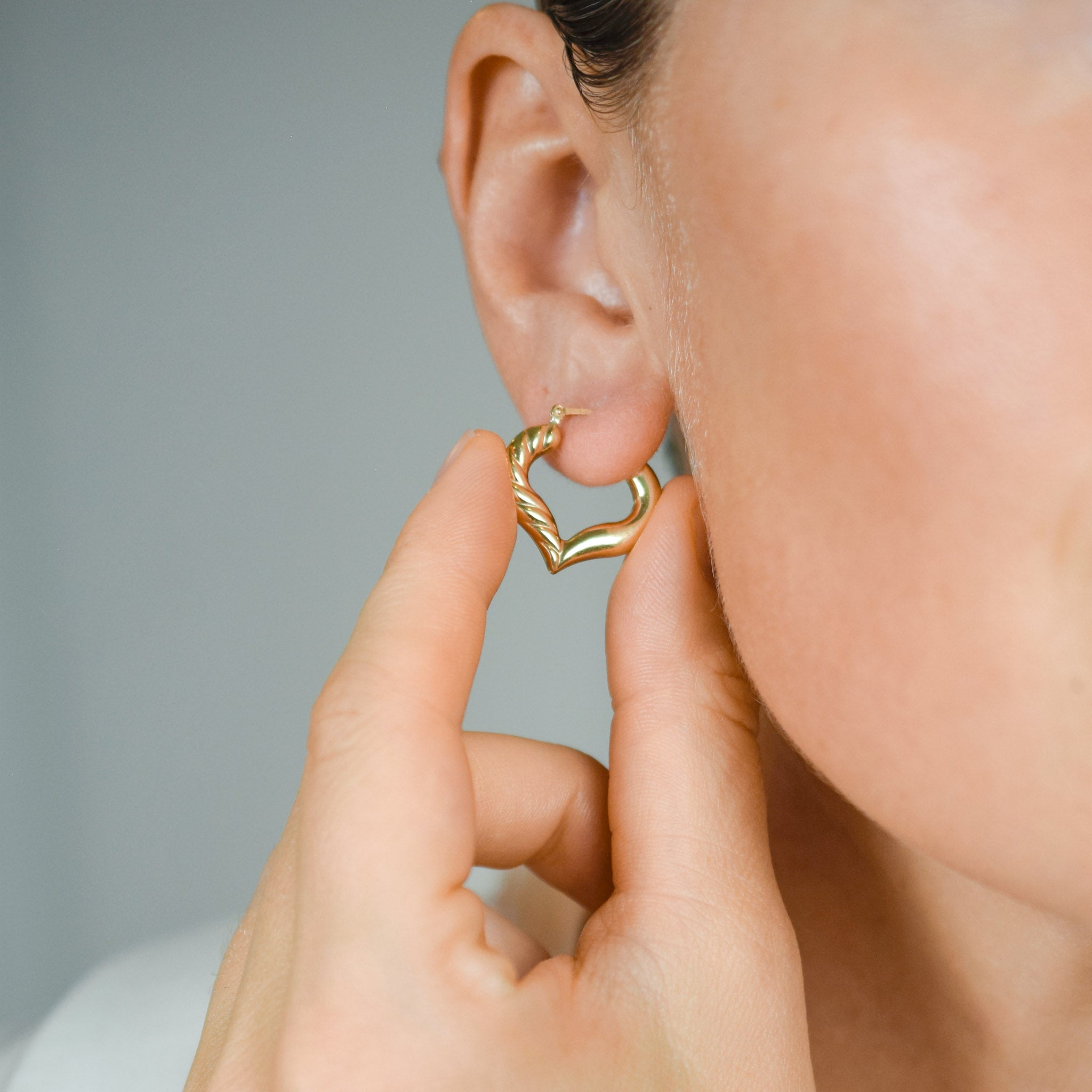20.8 mm Heart Shaped Gold Hoops