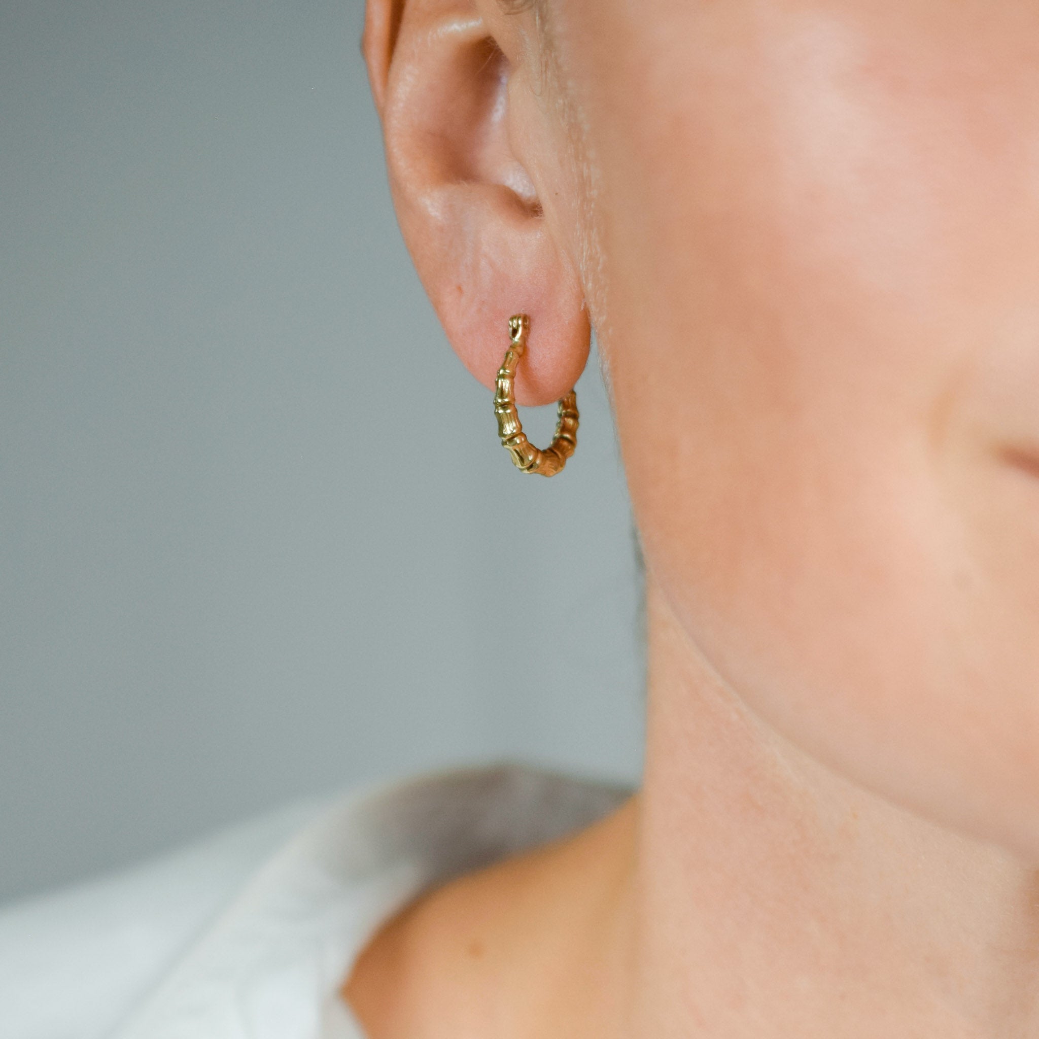 vintage gold bamboo hoop earrings