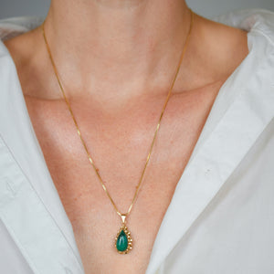 vintage gold pear malachite pendant 