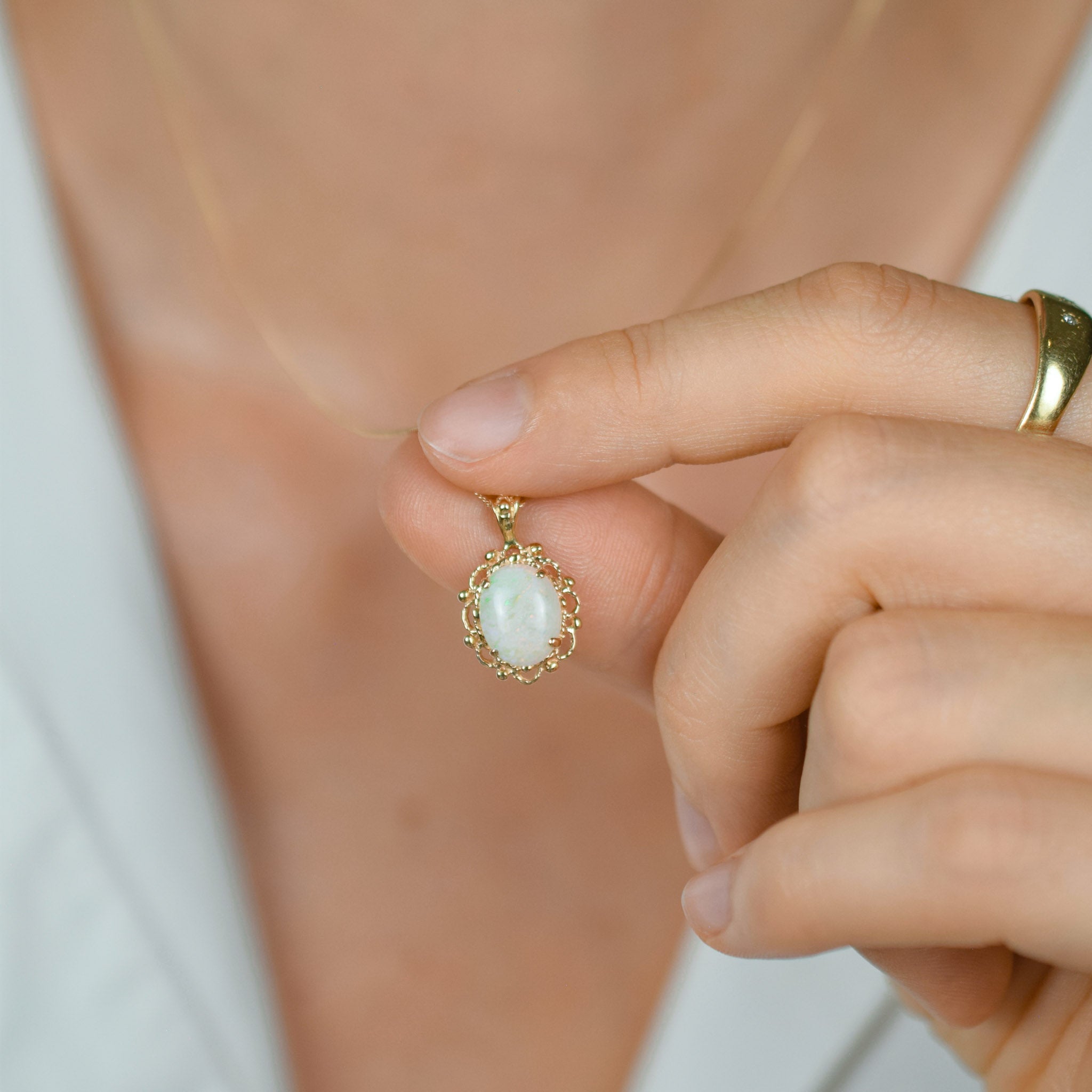 vintage gold opal necklace