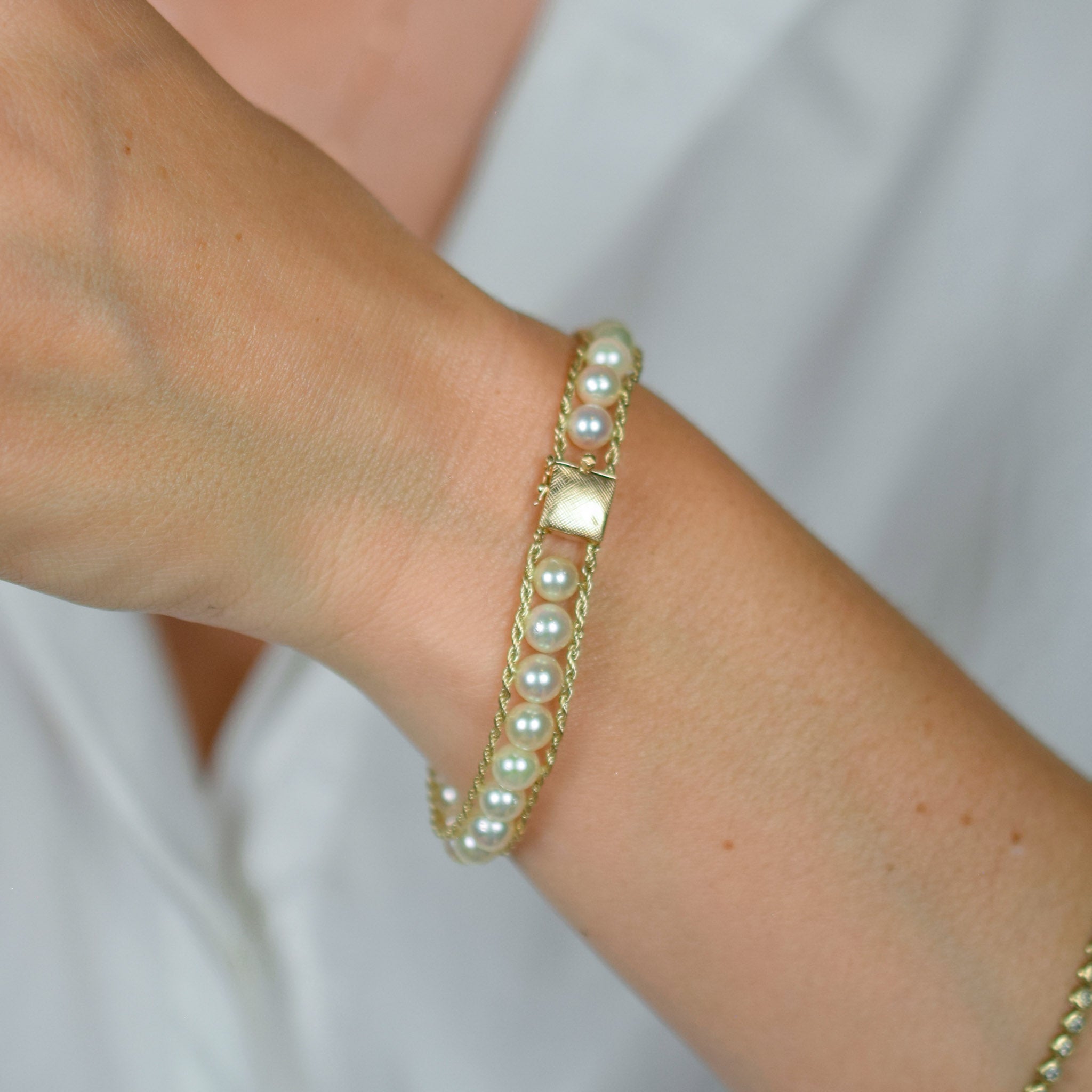 7" Antique Pearl and Rope Chain Bracelet