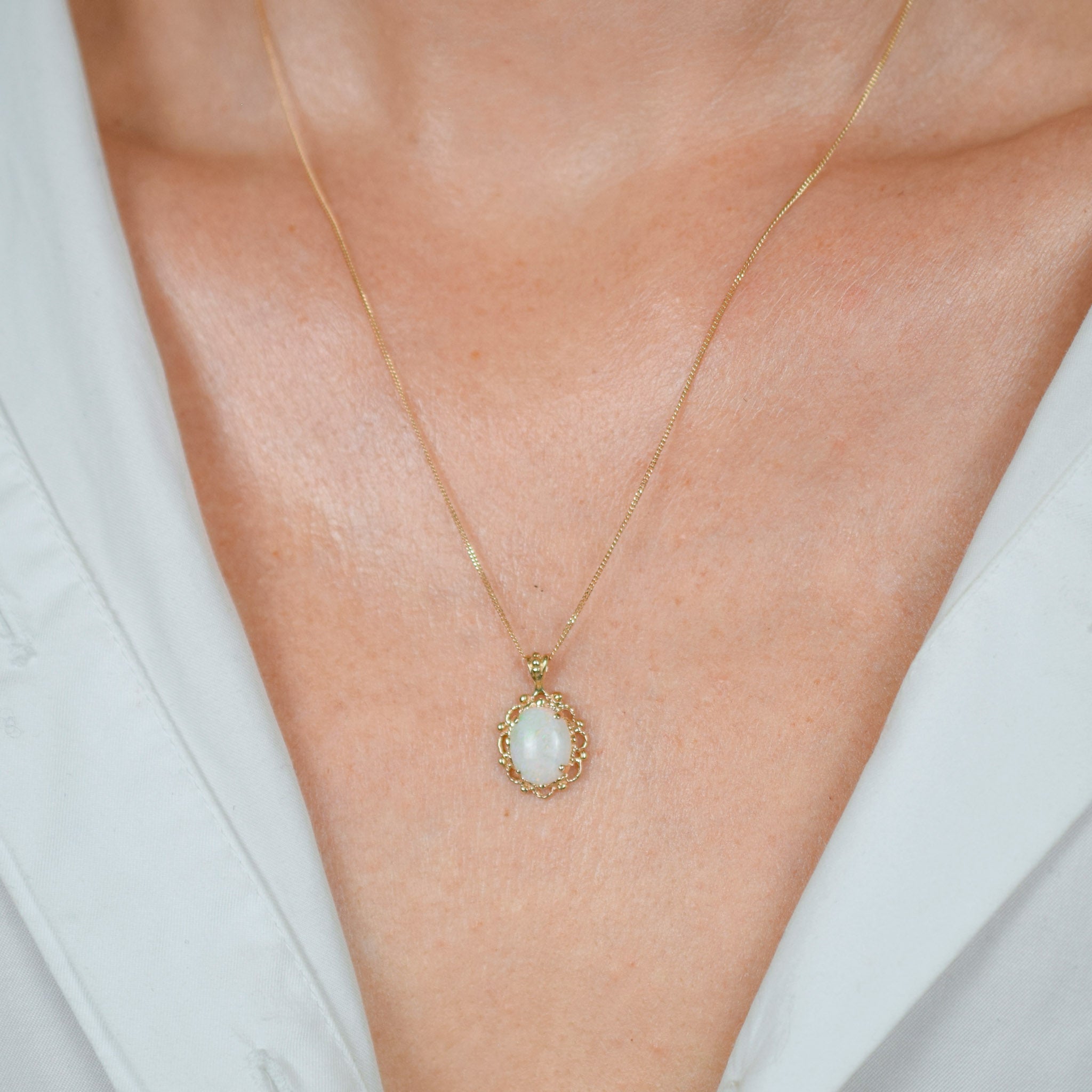 vintage gold opal necklace