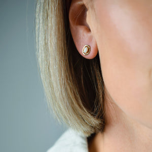 vintage gold opal stud earrings