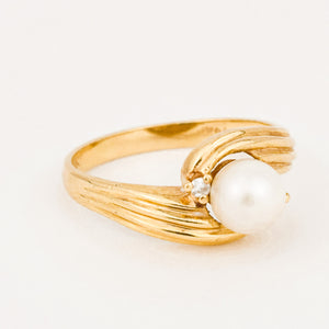 vintage gold pearl and diamond ring 