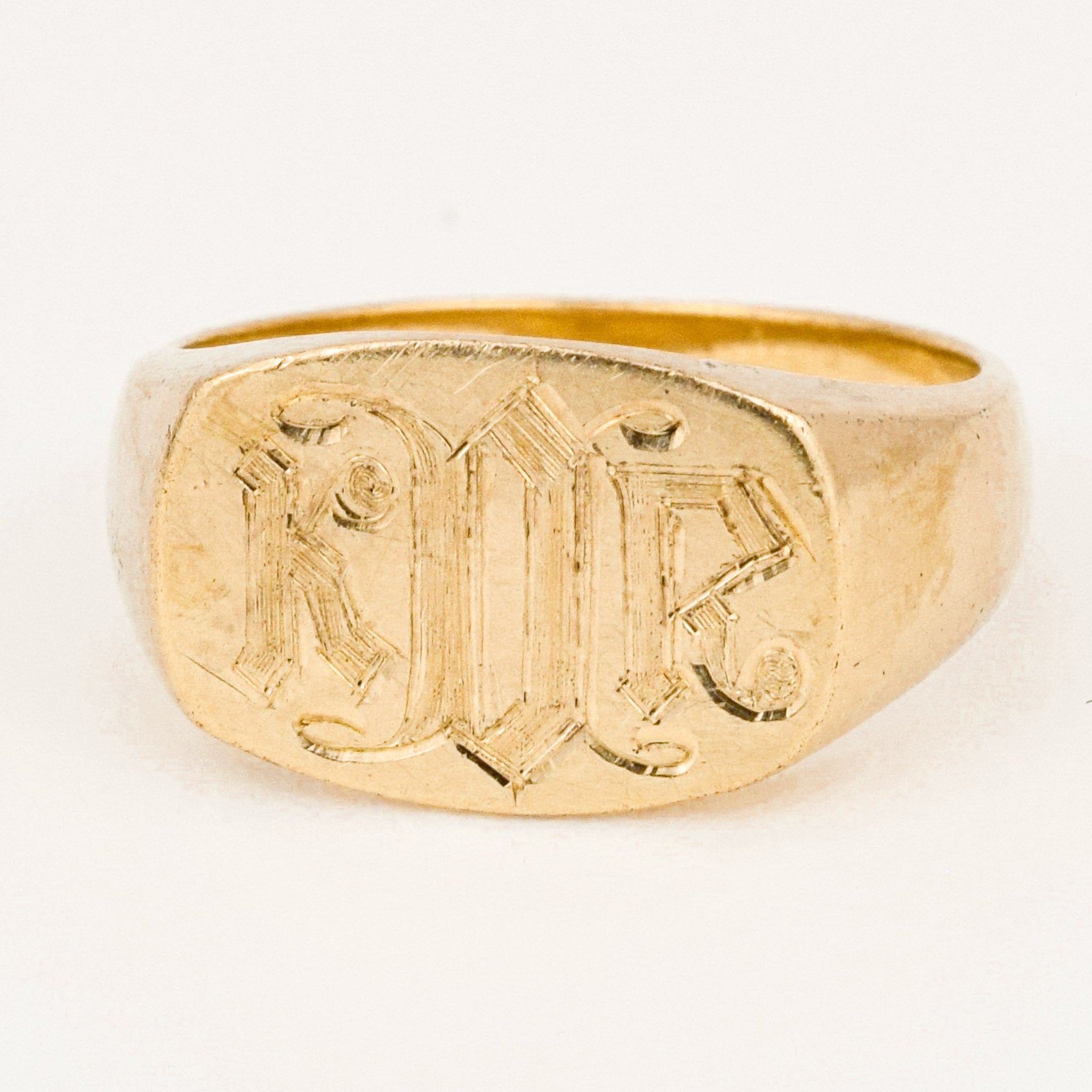vintage gold 'KOR' signet ring 