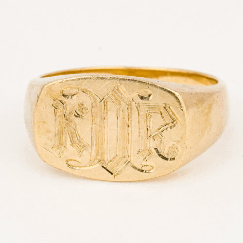 vintage gold 'KOR' signet ring 
