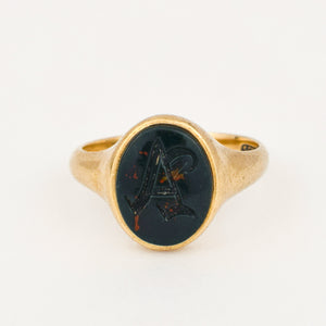 Antique Ryrie Bros./Birk's 'a' bloodstone Signet ring