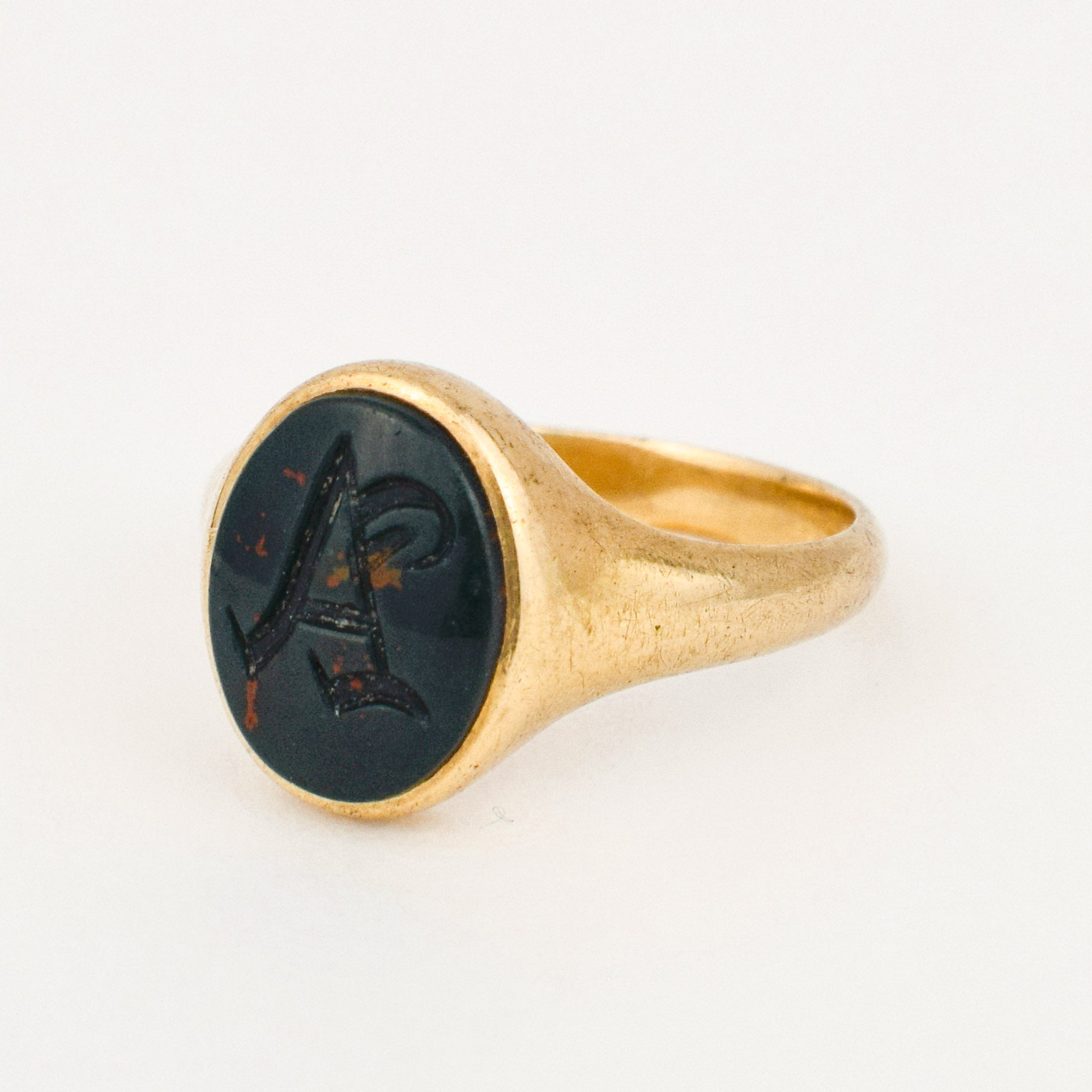 Antique Ryrie Bros./Birk's 'a' bloodstone Signet ringAntique Ryrie Bros./Birk's 'a' bloodstone Signet ring