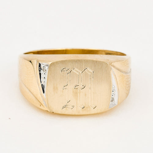Vintage gold 'M' Signet Ring 
