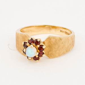 vintage Opal and Garnet Floral Ring  