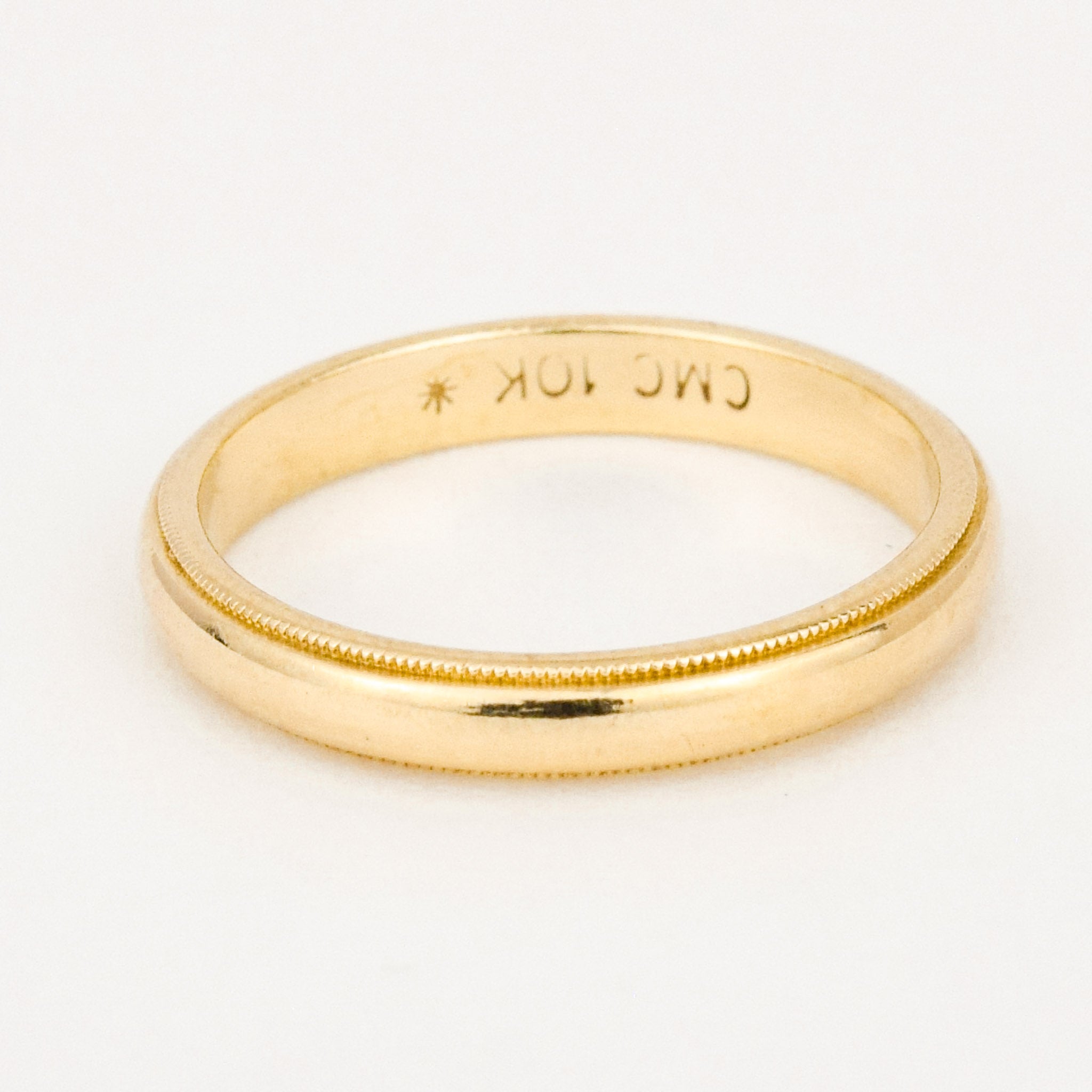 vintage gold milgrain wedding band  