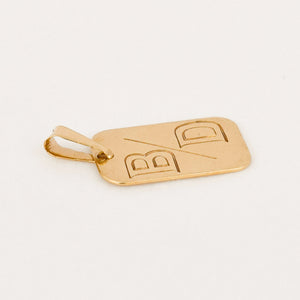 vintage gold 'b/d' dog tag pendant 