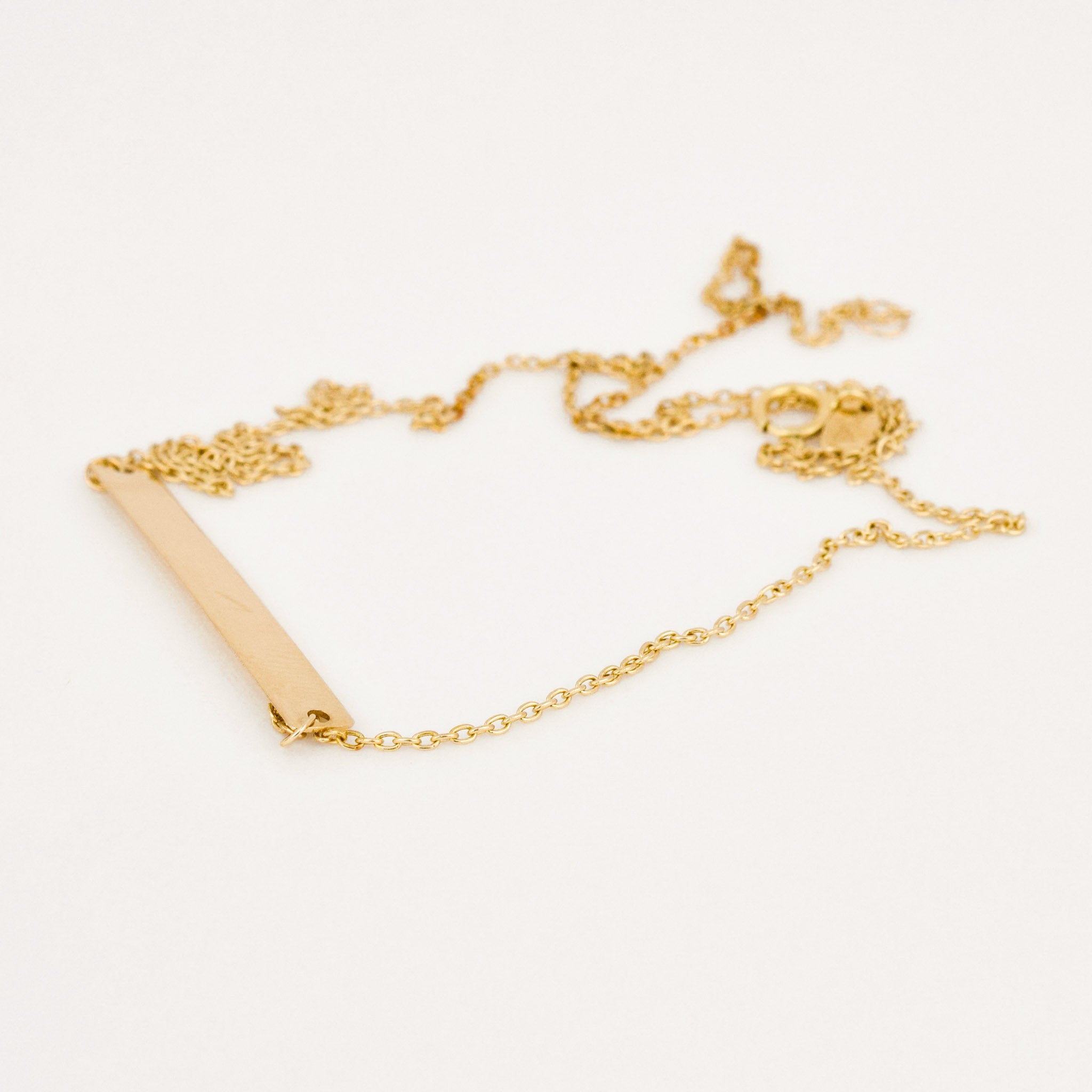 vintage gold ID bar necklace, folklor vintage jewelry canada 
