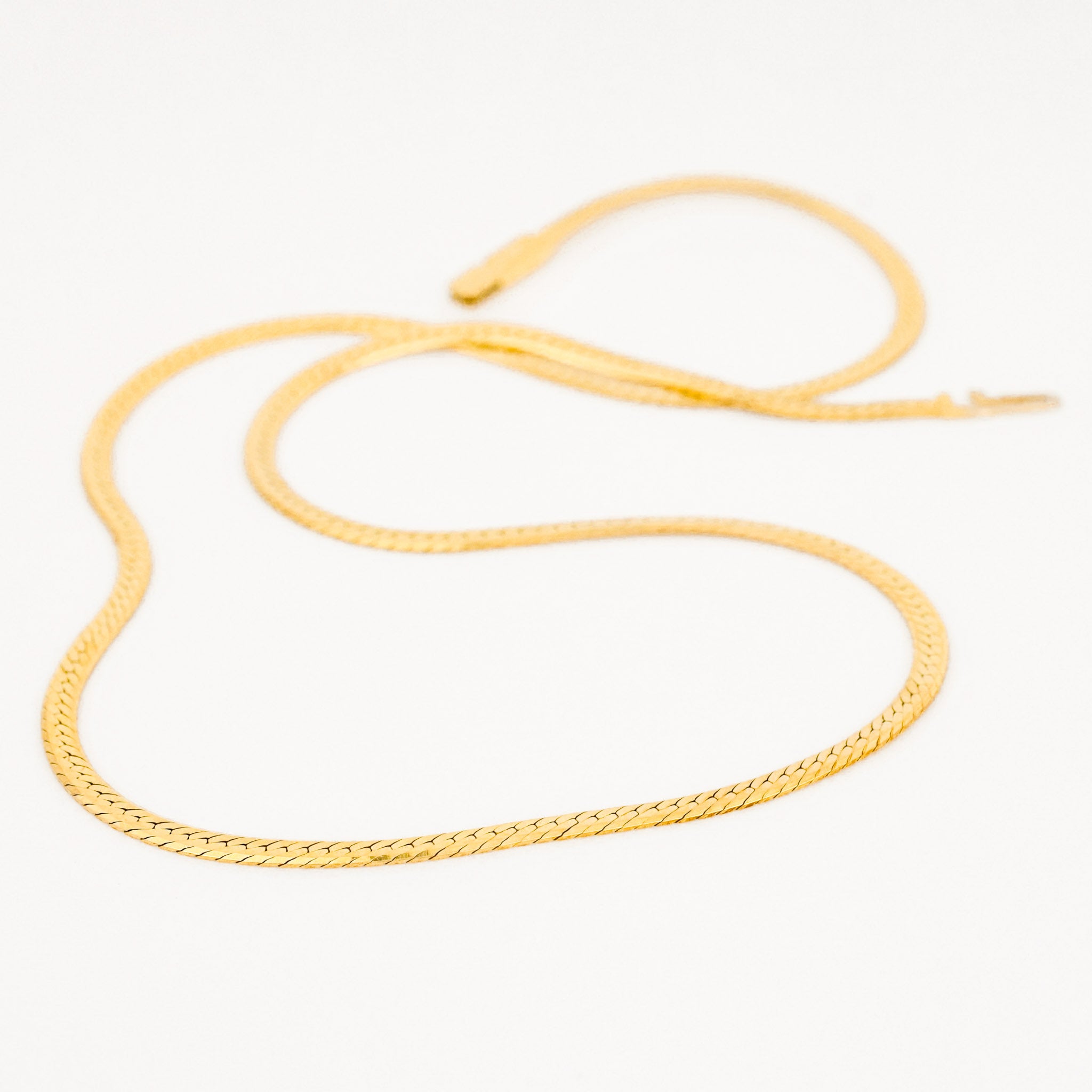 vintage gold 14k yellow herringbone necklace 