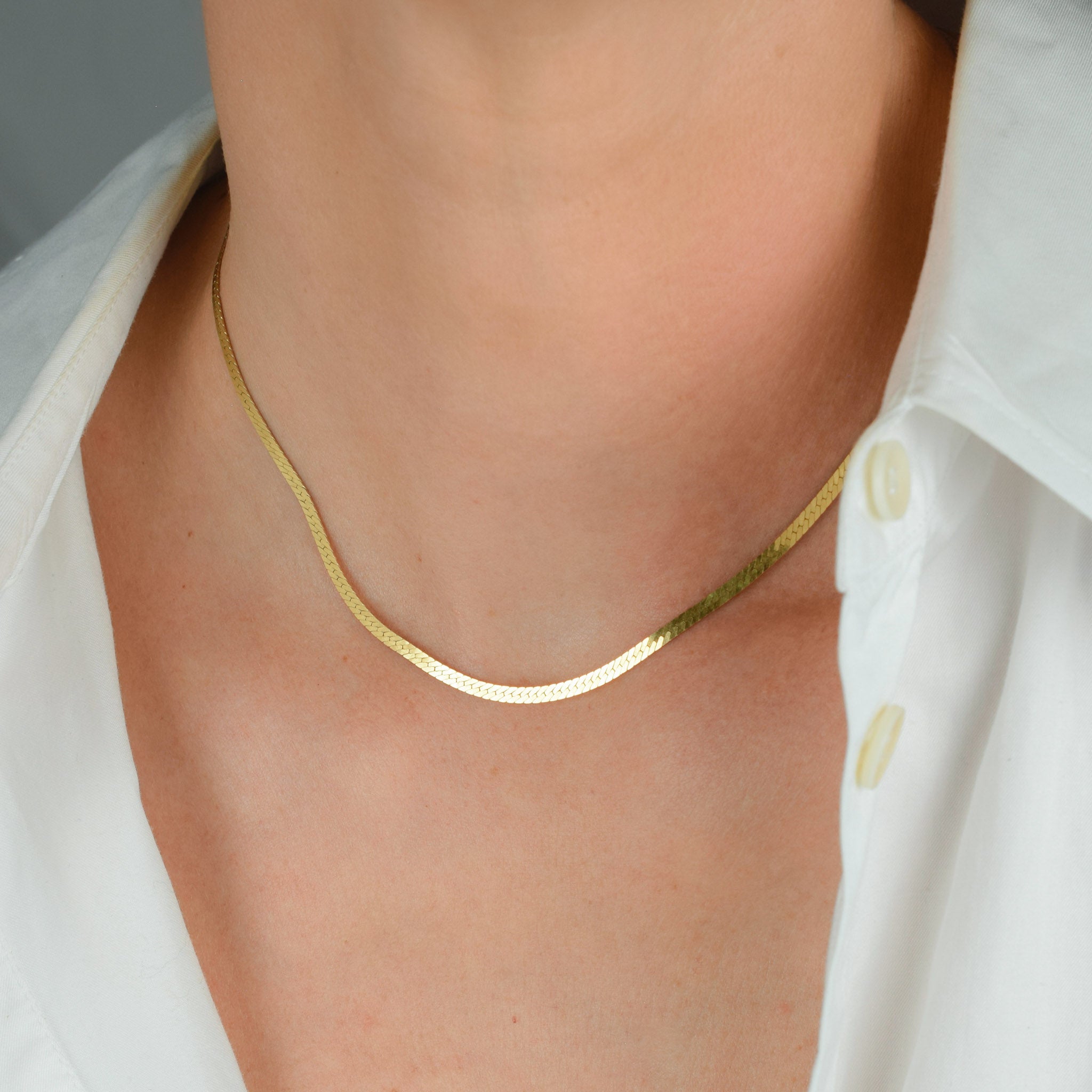 16" Herringbone Chain Necklace