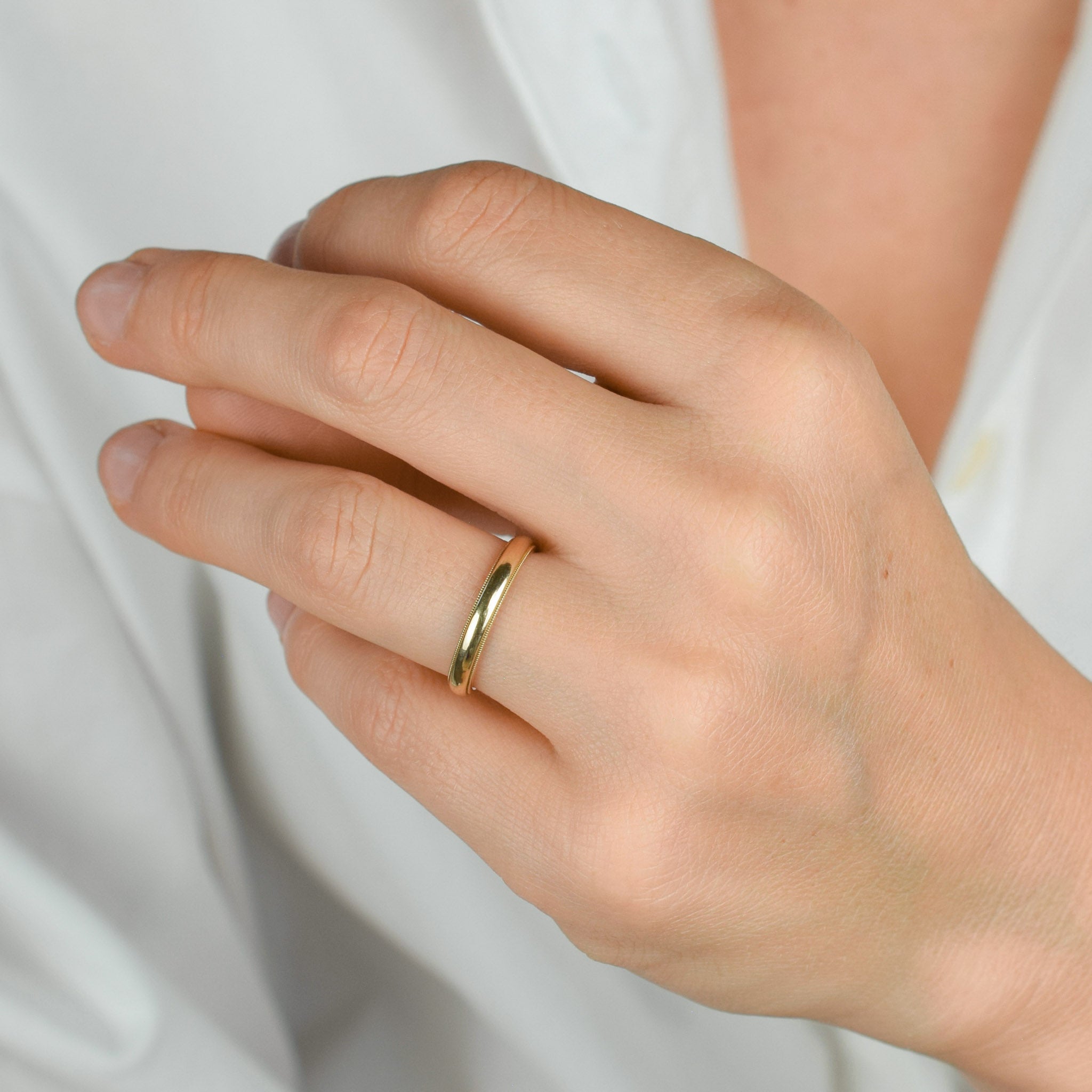 vintage gold milgrain wedding band