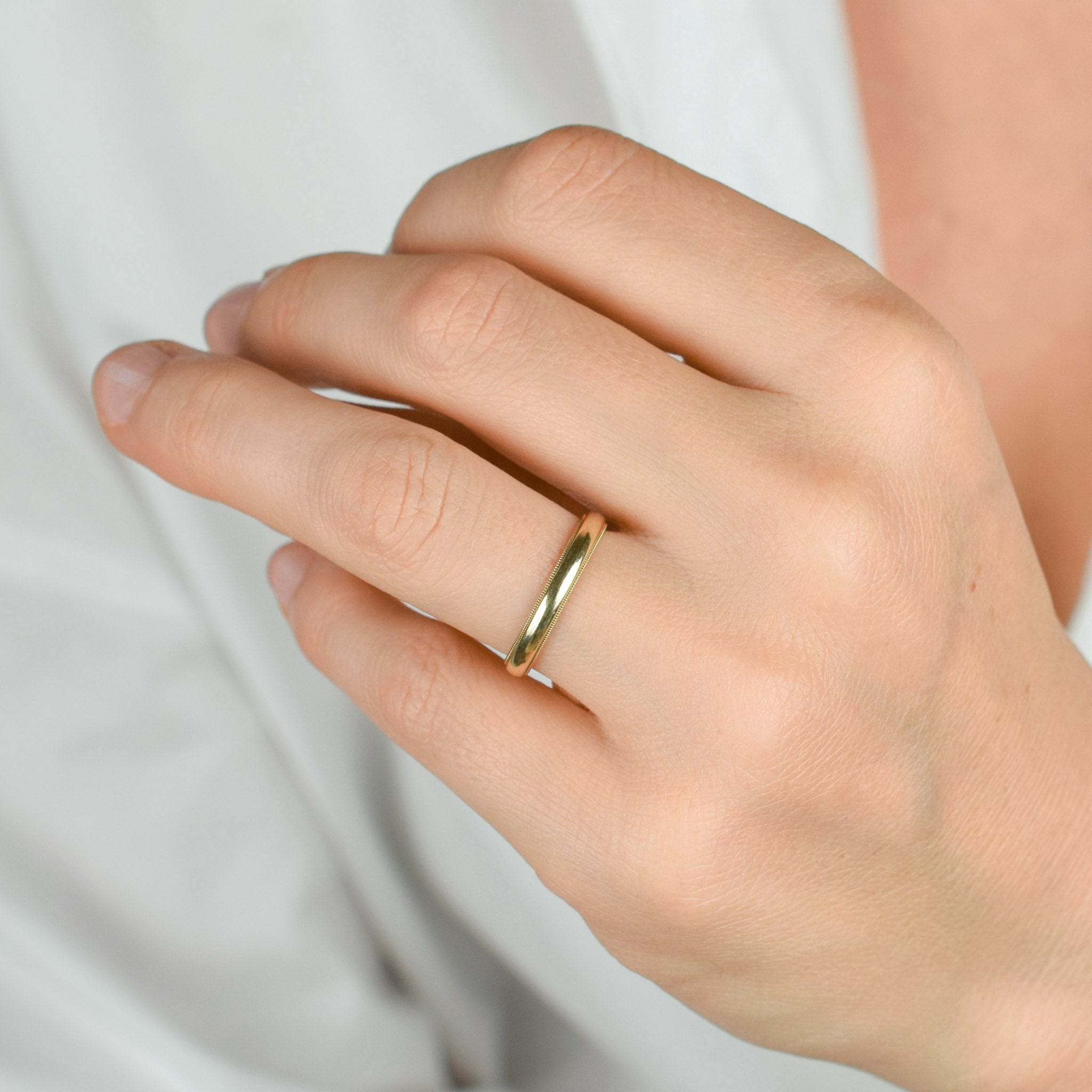 vintage gold milgrain wedding band