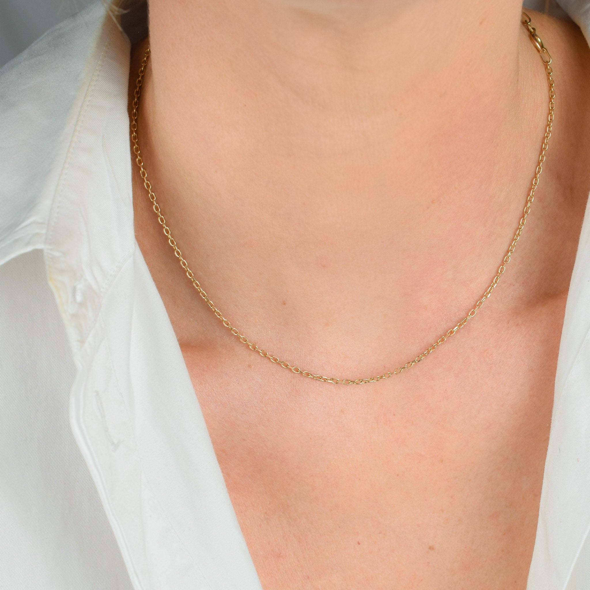 vintage gold cable link chain necklae