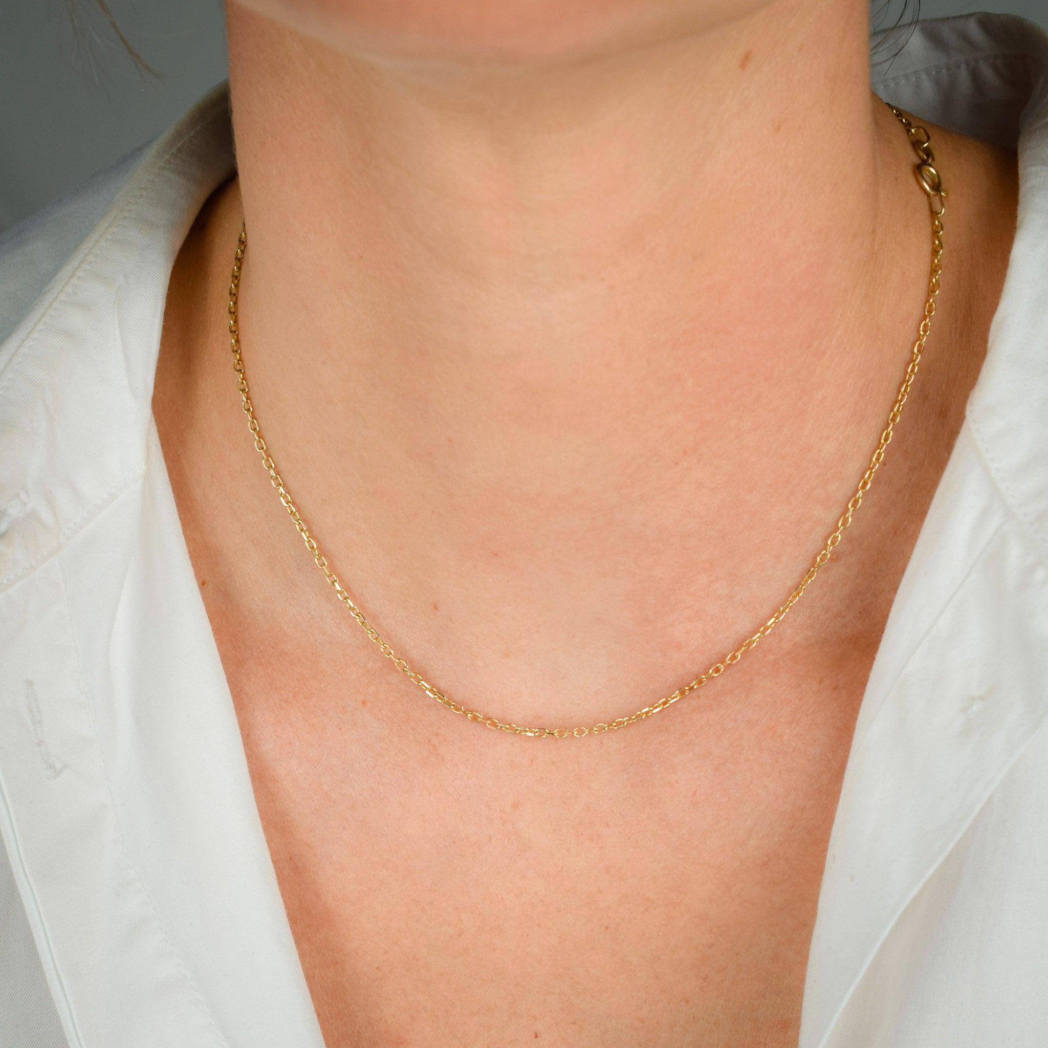 vintage gold cable link chain necklae