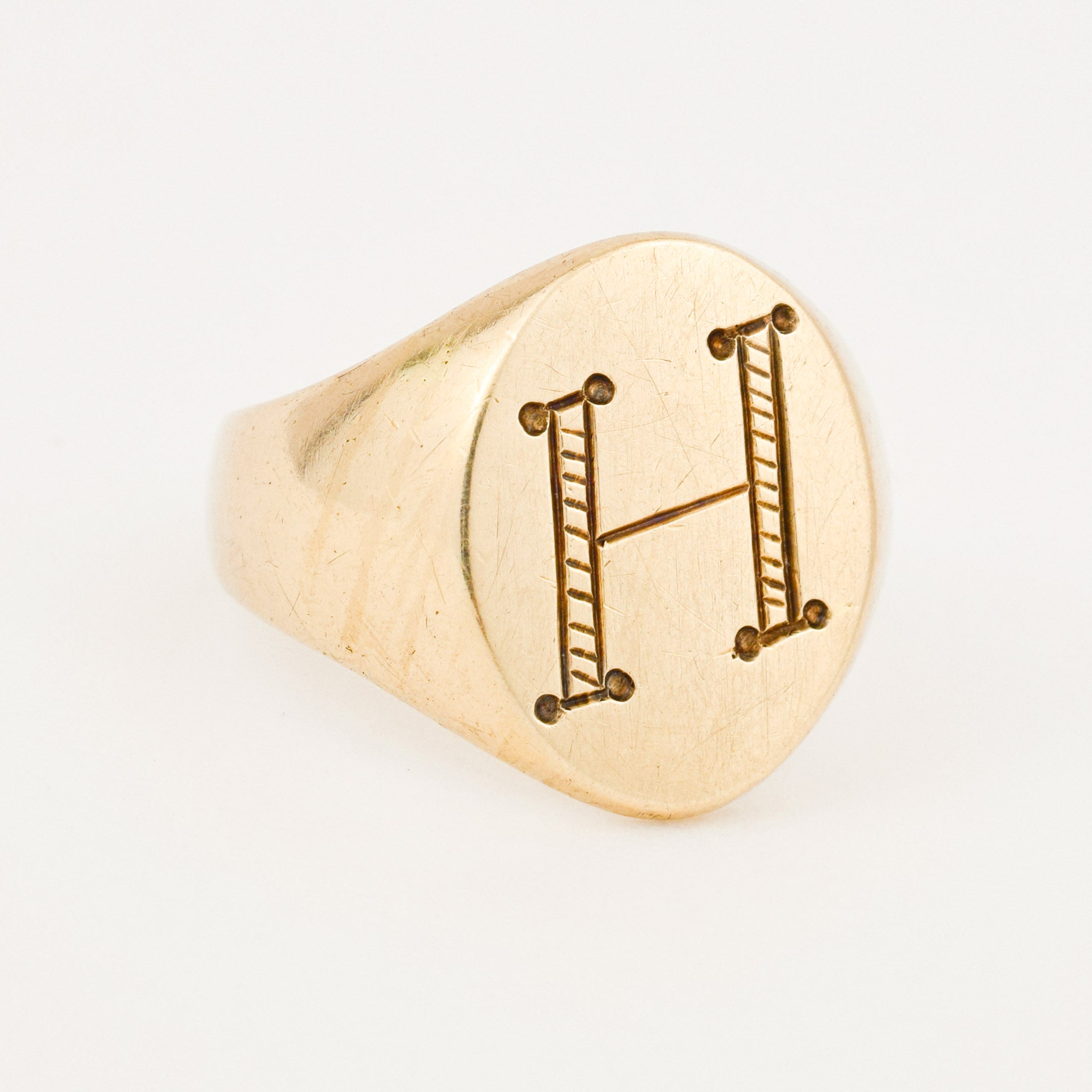 vintage gold 'h' signet ring