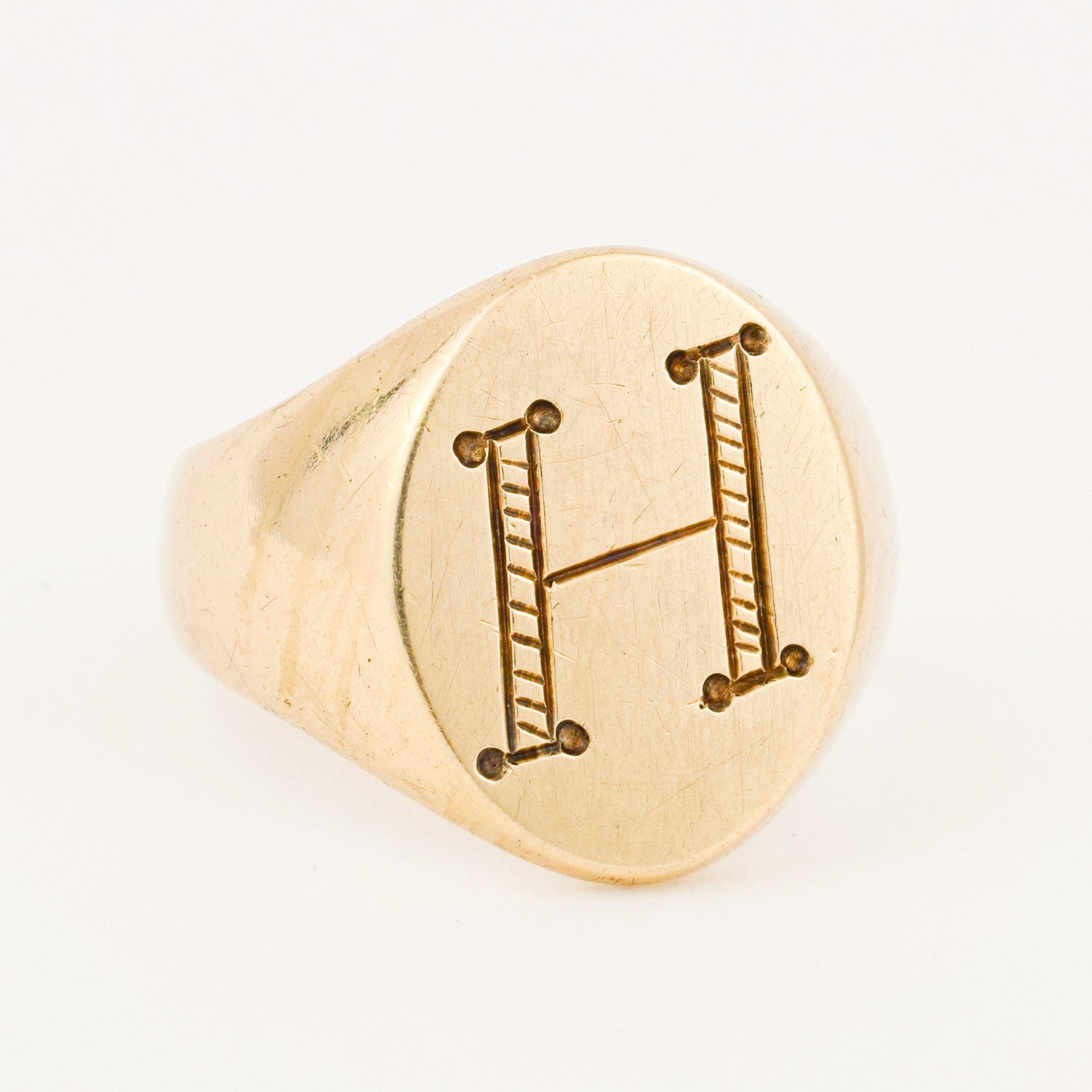 vintage gold 'h' signet ring