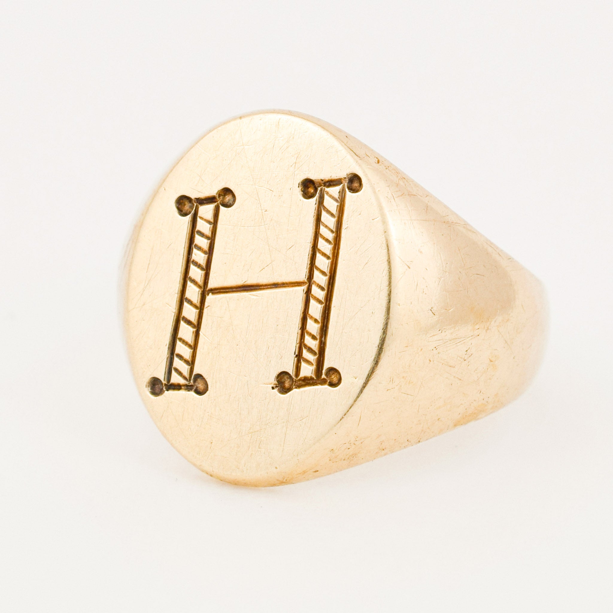 vintage gold 'h' signet ring