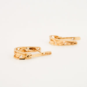 vintage gold floral hoop earrings