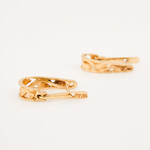 vintage gold floral hoop earrings