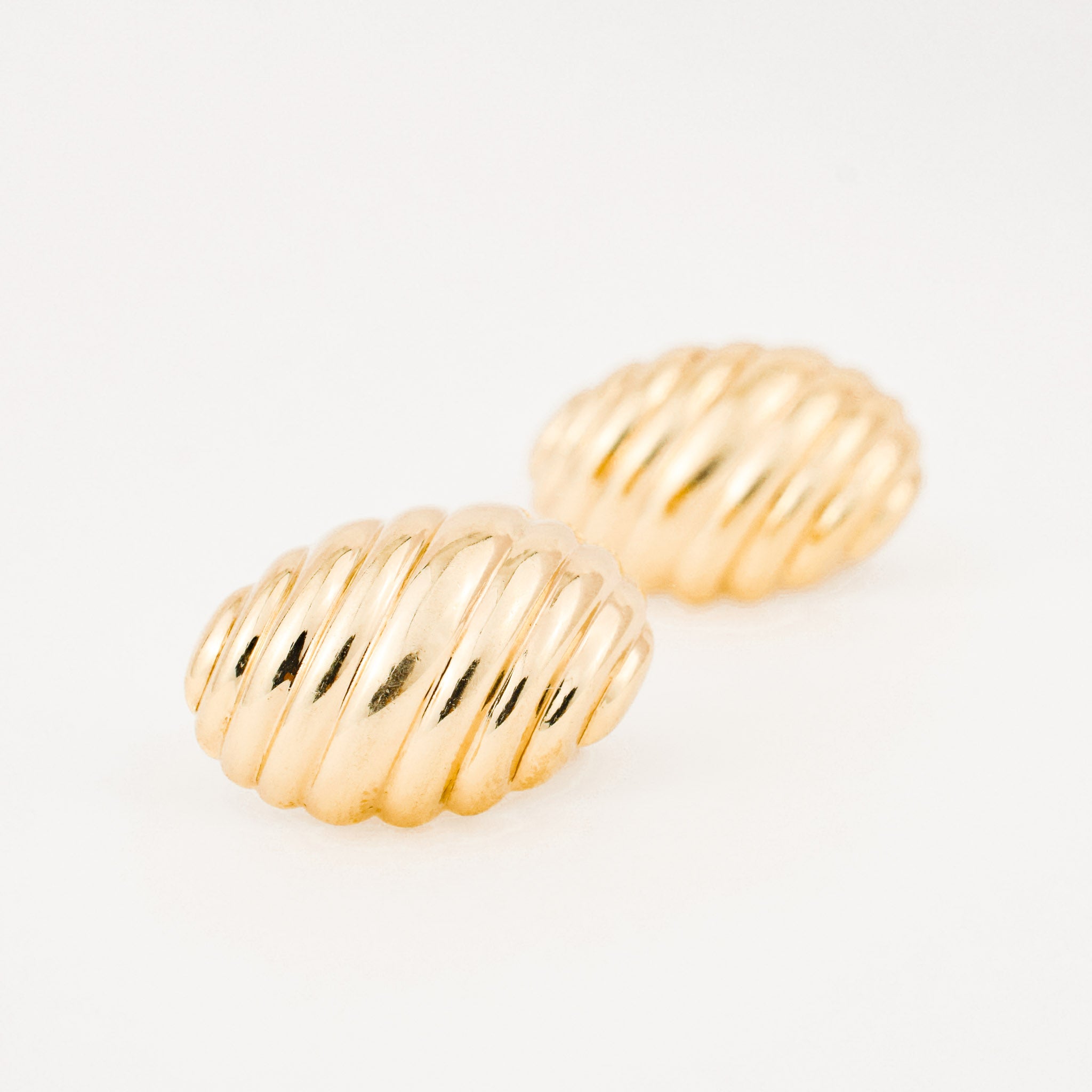 vintage gold domed croissant earrings
